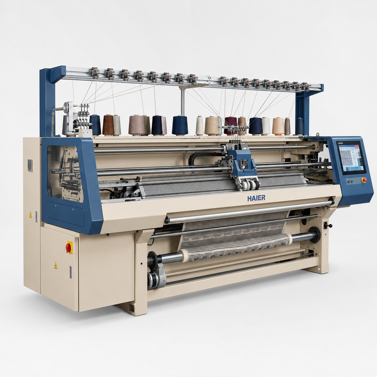 Industrial knitting machine with yarn cones