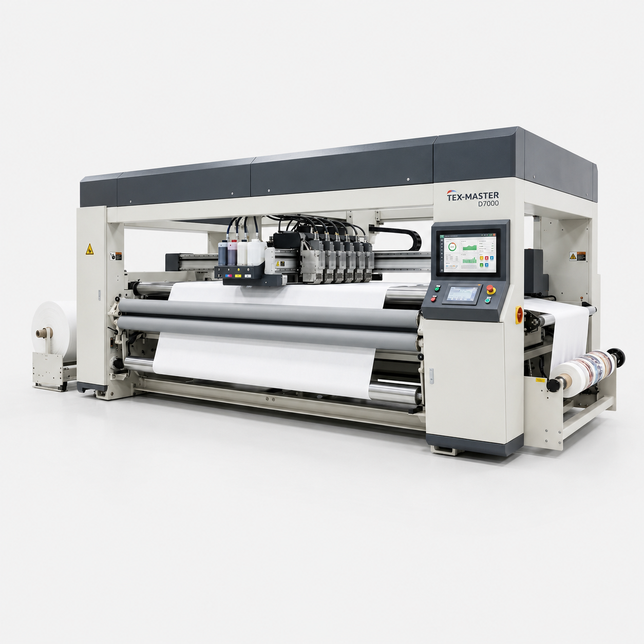 Industrial textile printing and finishing machine