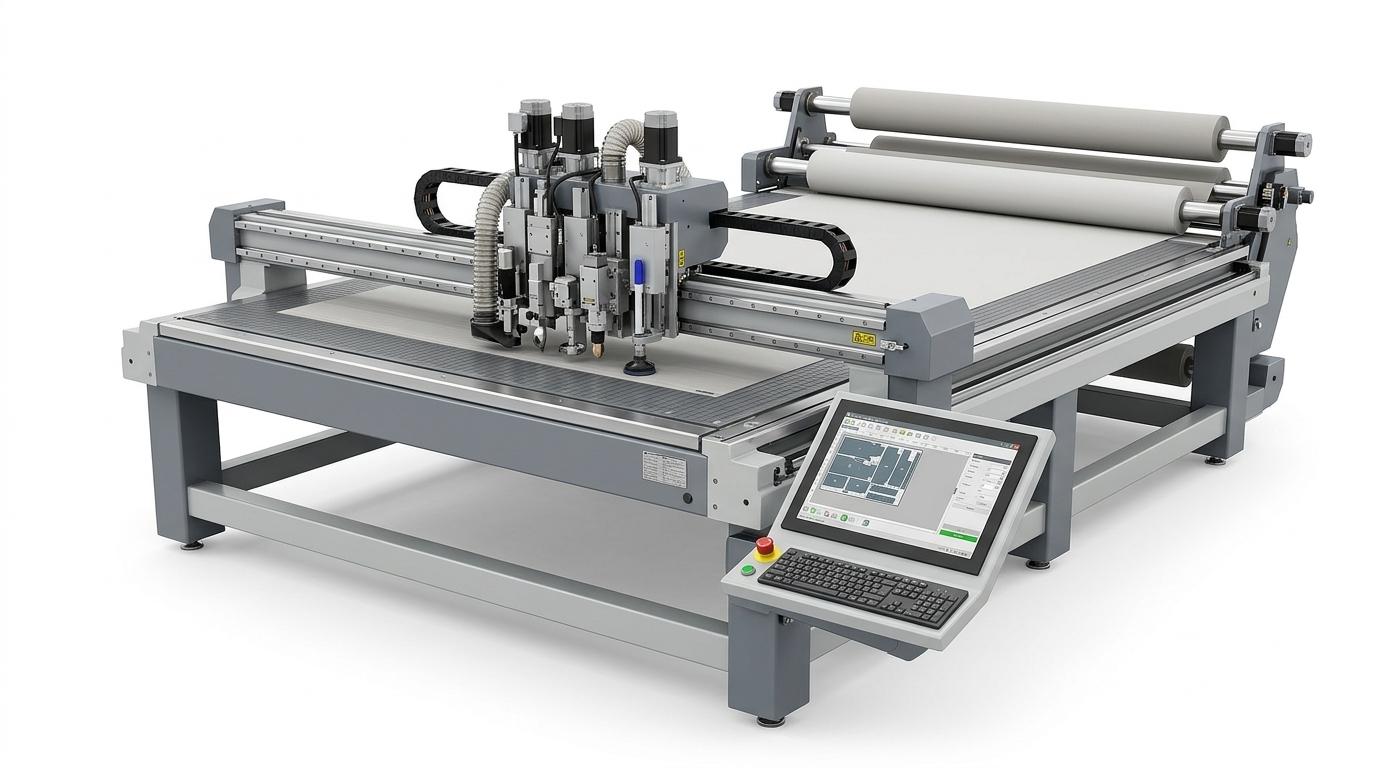 Automated industrial fabric cutting process at JA Textile